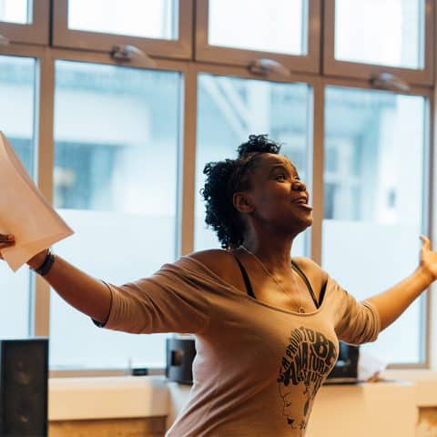 Nicola Alexis in rehearsals